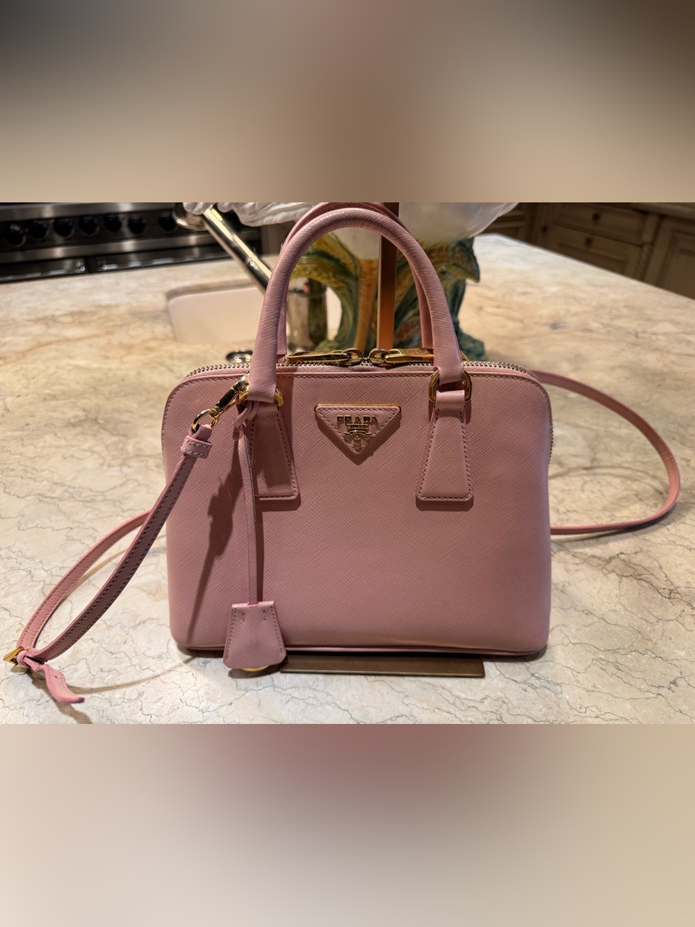 Prada Small Pink Promenade Bag, Gold Hardware